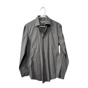 DKNY Men's Shirt Size 14 1/2 32/33 Long Sleeve Gray‎ Button Up Designer EUC